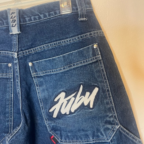 Y2K FUBU Embroidered Denim Shorts 30 - Picture 6 of 7